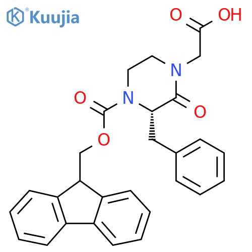 (3S)-4-Fmoc-1-carboxymethyl-3-benzyl-piperazin-2-one structure