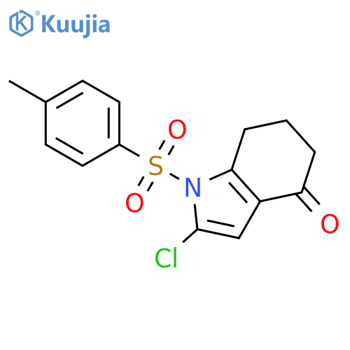 4H-Indol-4-one, 2-chloro-1,5,6,7-tetrahydro-1-[(4-methylphenyl)sulfonyl]- structure