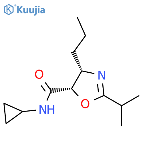 (4S,5S)-N-cyclopropyl-2-isopropyl-4-propyl-4,5-dihydro-1,3-oxazole-5-carboxamide structure