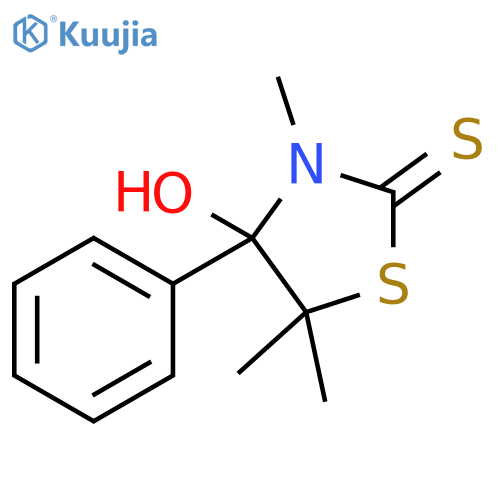 4-hydroxy-4-phenyl-3,5,5-trimethylthiazolidine-2-thione structure