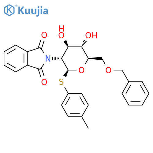4-Methylphenyl 2-deoxy-2-(1,3-dihydro-1,3-dioxo-2H-isoindol-2-yl)-6-O-(phenylmethyl)-1-thio-β-D-glucopyranoside structure
