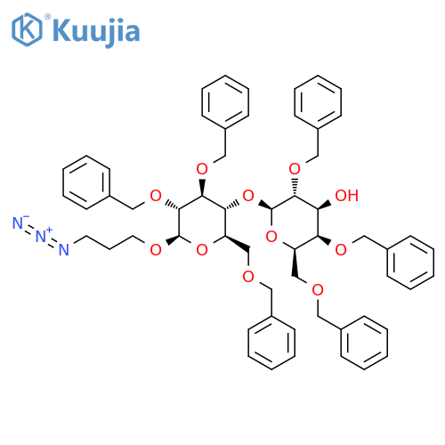 3-Azidopropyl 2,3,6-tris-O-(phenylmethyl)-4-O-[2,4,6-tris-O-(phenylmethyl)-β-D-galactopyranosyl]-β-D-glucopyranoside structure