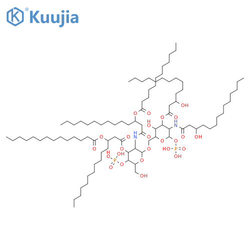 a-D-Glucopyranose,2-deoxy-6-O-[2-deoxy-2-[[(3R)-1-oxo-3-[(1-oxododecyl)oxy]tetradecyl]amino]-3-O-[(3R)-1-oxo-3-[(1-oxotetradecyl)oxy]tetradecyl]-4-O-phosphono-b-D-glucopyranosyl]-2-[[(3R)-3-hydroxy-1-oxotetradecyl]amino]-,1-(dihydrogen phosphate) 3-[(3R)-3-hydroxytetradecanoate] structure