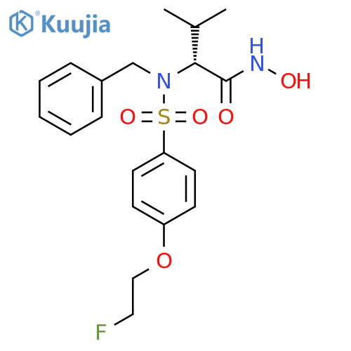 (2R)-2-[Benzyl-[4-(2-fluoroethoxy)phenyl]sulfonylamino]-N-hydroxy-3-methylbutanamide structure
