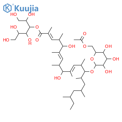 5,9,13-Trihydroxy-2,4,6,8,10,12,14,16,18-nonamethyl-2,6,10-eicosatrienoic acid; (2E,4S,5S,6E,8S,9S,10E,12S,13R,14S,16S,18S)-form, 13-O-(6-O-Acetyl-β-D-mannopyranoside), D-mannitol-3-yl ester structure