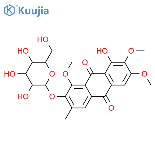 1,2,3,7,8-Pentahydroxy-6-methylanthraquinone; 2,3,8-Tri-Me ether, 7-O-β-D-glucopyranoside structure