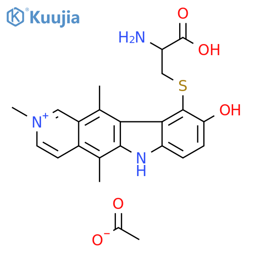 6H-Pyrido[4,3-b]carbazolium,10-[(2-amino-2-carboxyethyl)thio]-9-hydroxy-2,5,11-trimethyl-, acetate(salt) structure