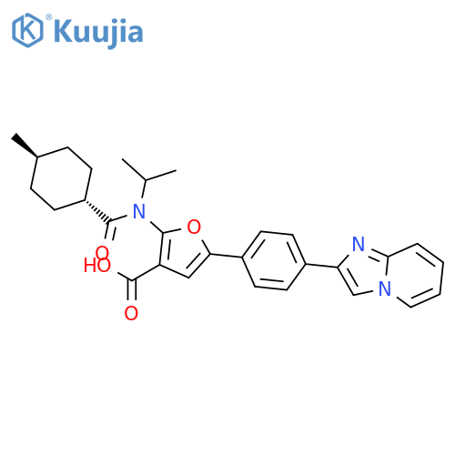 3-Furancarboxylic acid,5-(4-imidazo[1,2-a]pyridin-2-ylphenyl)-2-[[(trans-4-methylcyclohexyl)carbonyl](1-methylethyl)amino]- structure