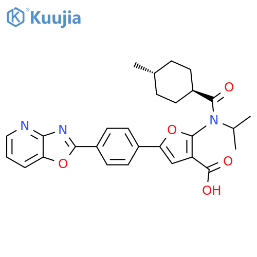 3-Furancarboxylic  acid,  2-[[(trans-4-methylcyclohexyl)carbonyl](1-methylethyl)amino]-5-(4-oxazolo[4,5-b]pyridin-2-ylphenyl)- structure