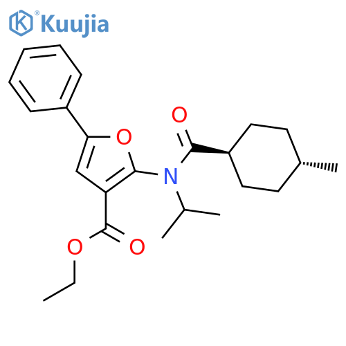 3-Furancarboxylic acid, 2-[[(trans-4-methylcyclohexyl)carbonyl](1-methylethyl)amino]-5-phenyl-, ethyl ester structure