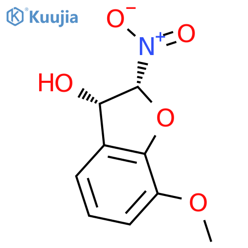 3-Benzofuranol, 2,3-dihydro-7-methoxy-2-nitro-, cis- structure