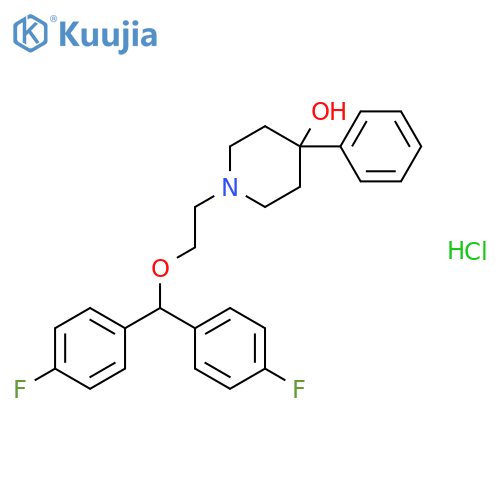 4-Piperidinol,1-[2-[bis(4-fluorophenyl)methoxy]ethyl]-4-phenyl-, hydrochloride (1:1) structure