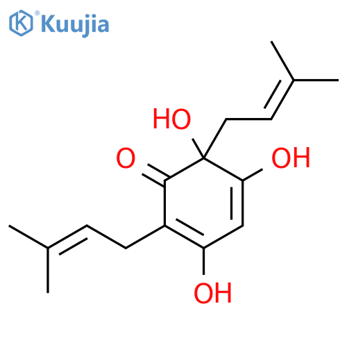 3,5,6-Trihydroxy-4,6-bis(3-methylbut-2-en-1-yl)cyclohexa-2,4-dien-1-one structure