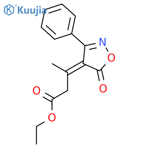 Butanoic acid, 3-(5-oxo-3-phenyl-4(5H)-isoxazolylidene)-, ethyl ester structure