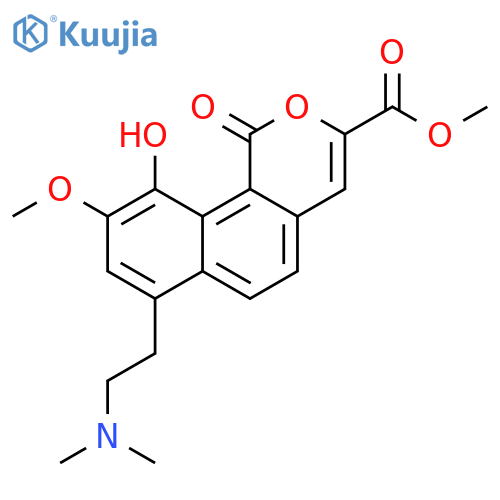 1H-Naphtho[1,2-c]pyran-3-carboxylicacid, 7-[2-(dimethylamino)ethyl]-10-hydroxy-9-methoxy-1-oxo-, methyl ester structure