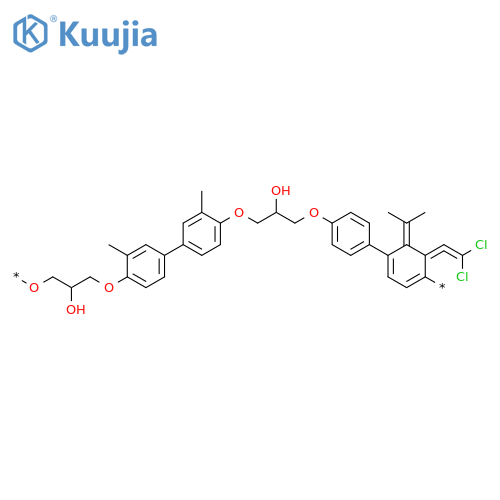 Poly[oxy(2-hydroxy-1,3-propanediyl)oxy(2-methyl-1,4-phenylene)(dichloroethenylidene)(3-methyl-1,4-phenylene)oxy(2-hydroxy-1,3-propanediyl)oxy-1,4-phenylene(1-methylethylidene)-1,4-phenylene] structure