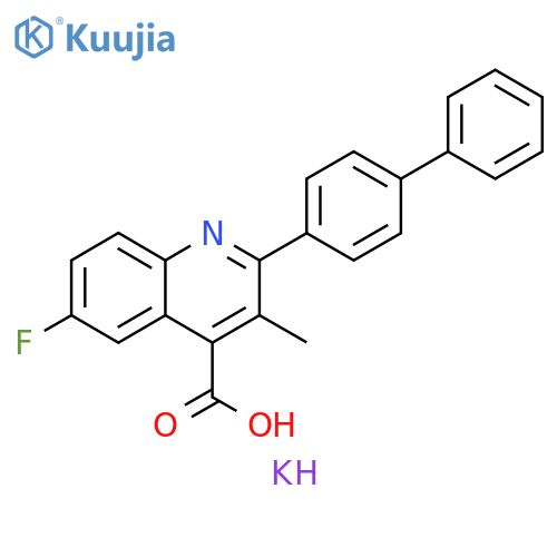 4-Quinolinecarboxylic acid, 2-[1,1'-biphenyl]-4-yl-6-fluoro-3-methyl-, potassium salt (1:1) structure