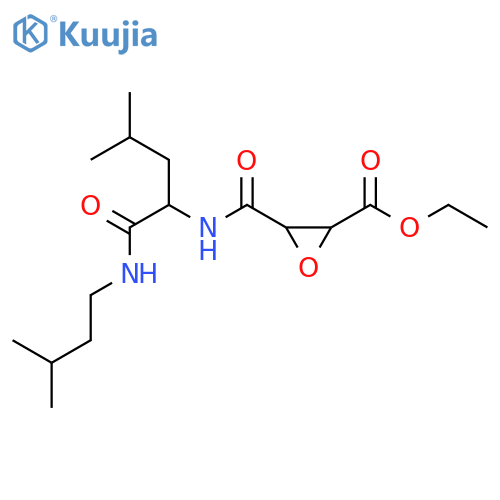 Ethyl 3-({4-methyl-1-[(3-methylbutyl)amino]-1-oxopentan-2-yl}carbamoyl)oxirane-2-carboxylate structure