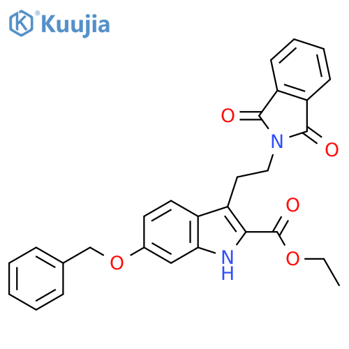 1H-Indole-2-carboxylic acid,3-[2-(1,3-dihydro-1,3-dioxo-2H-isoindol-2-yl)ethyl]-6-(phenylmethoxy)-,ethyl ester structure