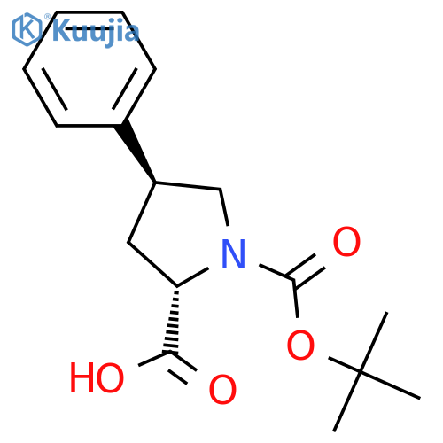 (2S,4S)-1-tert-butoxycarbonyl-4-phenyl-pyrrolidine-2-carboxylic acid structure