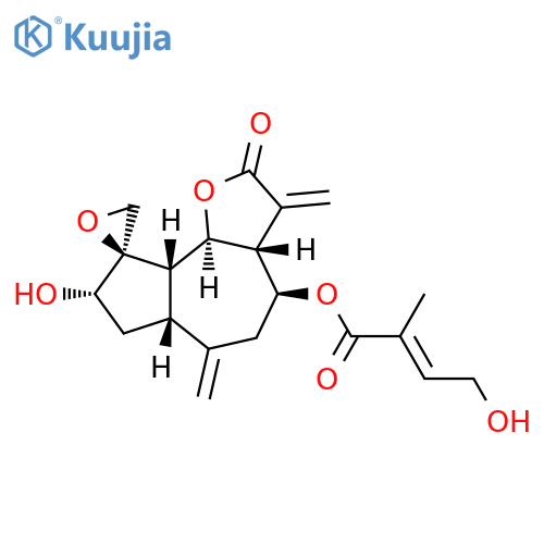 2-Butenoic acid, 4-hydroxy-2-methyl-, (2'R,3aR,4S,6aR,8S,9aS,9bS)-decahydro-8-hydroxy-3,6-bis(methylene)-2-oxospiro[azuleno[4,5-b]furan-9(2H),2'-oxiran]-4-yl ester, (2E)- structure