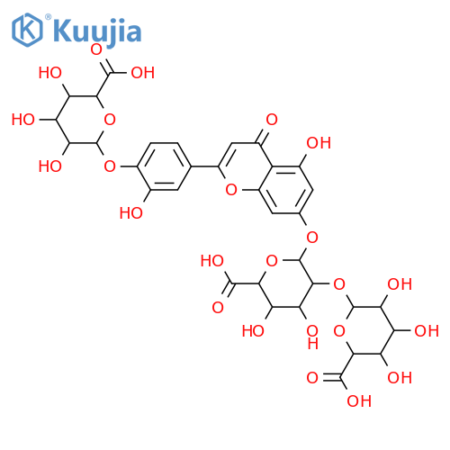 3',4',5,7-Tetrahydroxyflavone; 4'-O-β-D-Glucuronopyranoside, 7-O-[β-D-glucuronopyranosyl-(1→2)-β-D-glucuronopyranoside] structure