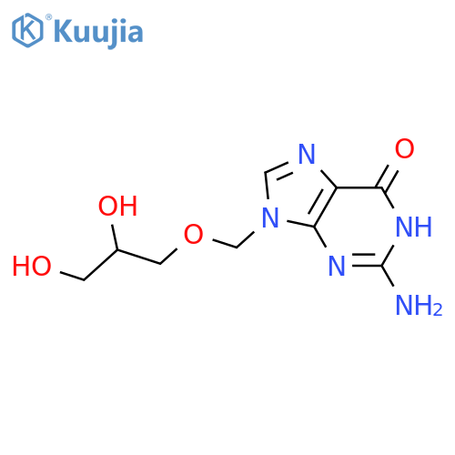 9-((2,3-dihydroxy-1-propoxy)methyl)guanine structure