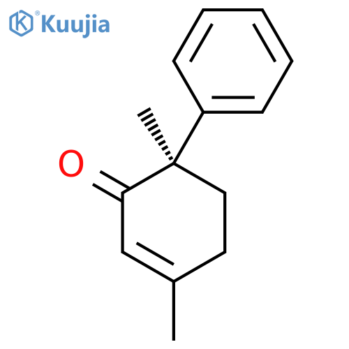 2-Cyclohexen-1-one, 3,6-dimethyl-6-phenyl-, (R)- structure