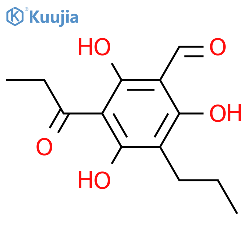 Benzaldehyde, 2,4,6-trihydroxy-3-(1-oxopropyl)-5-propyl- structure