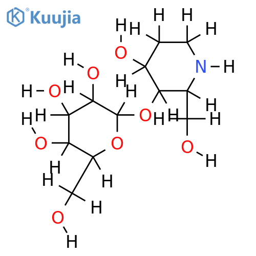 1,2,5-Trideoxy-4-O-(beta-D-glucopyranosyl)-1,5-imino-D-arabino-hexitol structure