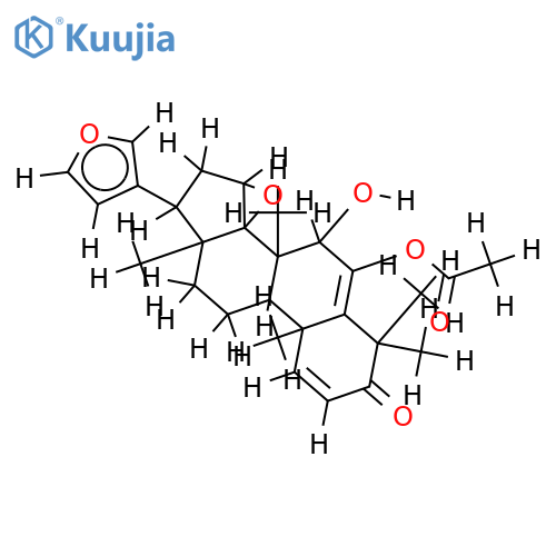 6-acetoxy-7alpha-hydroxy-3-oxo-14beta,15beta-epoxymeliac-1,5-diene structure