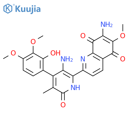 5,8-Quinolinedione,7-amino-2-[3-amino-1,6-dihydro-4-(2-hydroxy-3,4-dimethoxyphenyl)-5-methyl-6-oxo-2-pyridinyl]-6-methoxy- structure
