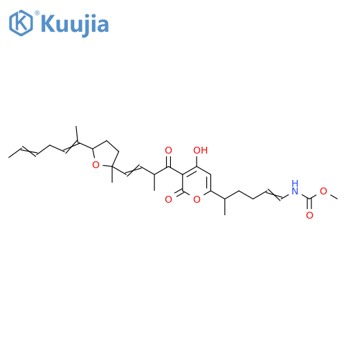 Carbamic acid,[5-[4-hydroxy-3-[2-methyl-1-oxo-4-[tetrahydro-2-methyl-5-(1-methyl-1,4-hexadienyl)-2-furanyl]-3-butenyl]-2-oxo-2H-pyran-6-yl]-1-hexenyl]-,methyl ester (9CI) structure