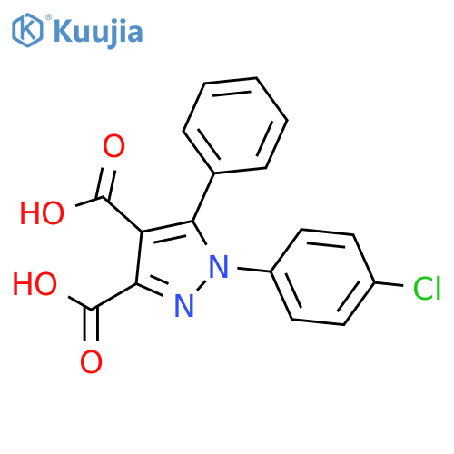 1-(4-chlorophenyl)-5-phenyl-1H-pyrazole-3,4-dicarboxylic acid structure