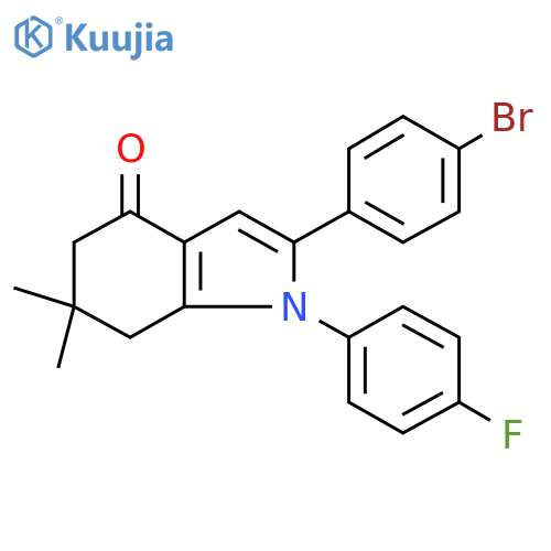 2-(4-bromophenyl)-1-(4-fluorophenyl)-6,6-dimethyl-1,5,6,7-tetrahydro-4H-indol-4-one structure