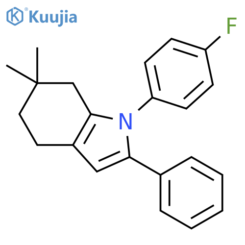 1H-Indole, 1-(4-fluorophenyl)-4,5,6,7-tetrahydro-6,6-dimethyl-2-phenyl- structure