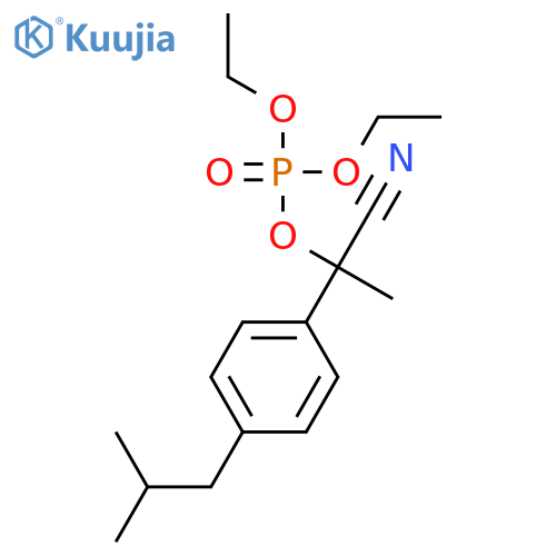 Phosphoric acid, 1-cyano-1-[4-(2-methylpropyl)phenyl]ethyl diethyl ester structure