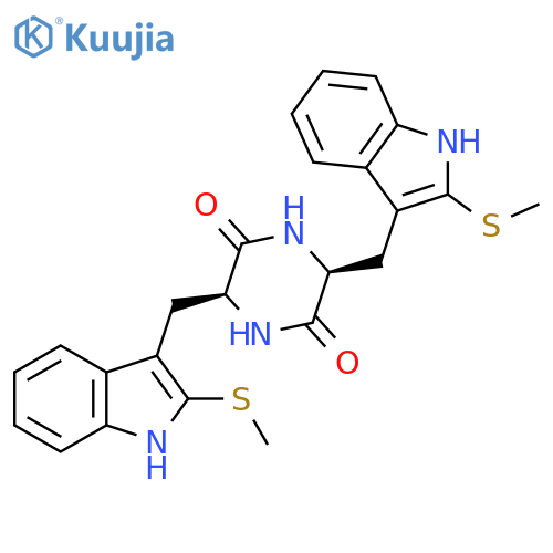 2,5-Piperazinedione, 3,6-bis[[2-(methylthio)-1H-indol-3-yl]methyl]-, (3S-cis)- structure