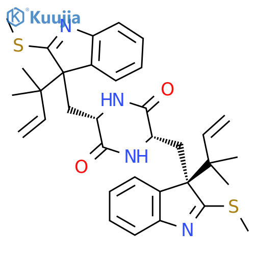 2,5-Piperazinedione, 3,6-bis[[3-(1,1-dimethyl-2-propenyl)-2-(methylthio)-3H-indol-3-yl]methyl]-, [3S-[3α(S*),6α(S*)]]- structure