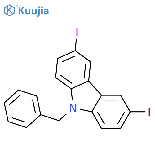 9H-Carbazole, 3,6-diiodo-9-(phenylmethyl)- structure