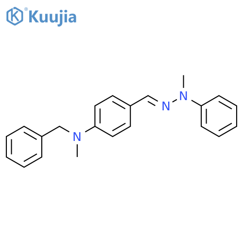 Benzaldehyde, 4-[methyl(phenylmethyl)amino]-, methylphenylhydrazone structure