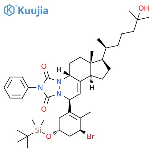 1H,5H-Cyclopenta[f][1,2,4]triazolo[1,2-a]cinnoline-1,3(2H)-dione, 11-[3-bromo-5-[[(1,1-dimethylethyl)dimethylsilyl]oxy]-2-methyl-1-cyclohexen-1-yl]-4a,6,6a,7,8,9,9a,11-octahydro-7-(5-hydroxy-1,5-dimethylhexyl)-6a-methyl-2-phenyl-, [4aR-[4aα,6aα,7α(R*),9aβ,11α(3S*,5R*)]]- structure