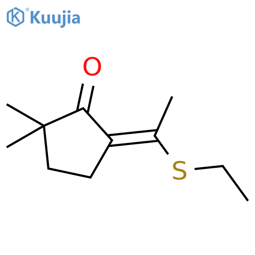 Cyclopentanone, 5-[1-(ethylthio)ethylidene]-2,2-dimethyl-, (E)- structure