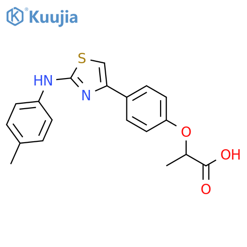 2-(4-{2-[(4-methylphenyl)amino]-1,3-thiazol-4-yl}phenoxy)propanoic acid structure