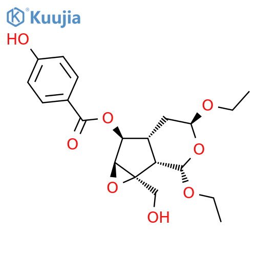 (1aS,1bS,2R,4S,5aS,6R,6aS)-2,4-diethoxy-5a-hydroxy-1a-(hydroxymethyl)octahydrooxireno[4,5]cyclopenta[1,2-c]pyran-6-yl 4-hydroxybenzoate structure