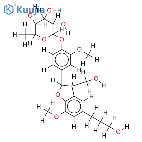 2,3-dihydro-2-(4'-alpha-L-rhamnopyranosyl-3-methoxyphenyl)-3-hydroxymethyl-7-methoxy-5-benzofuranpropanol structure
