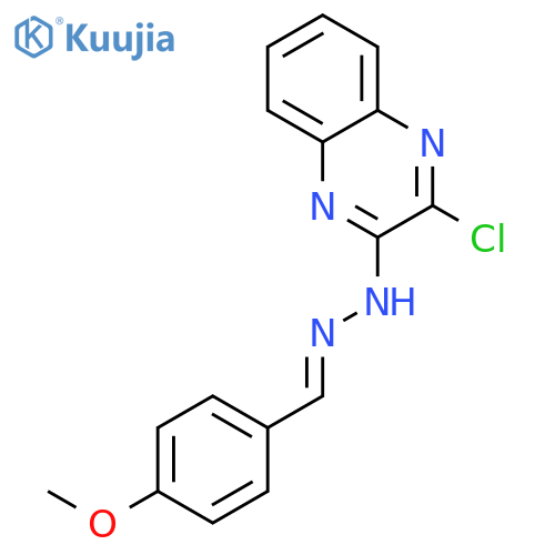 Benzaldehyde, 4-methoxy-, (3-chloro-2-quinoxalinyl)hydrazone structure