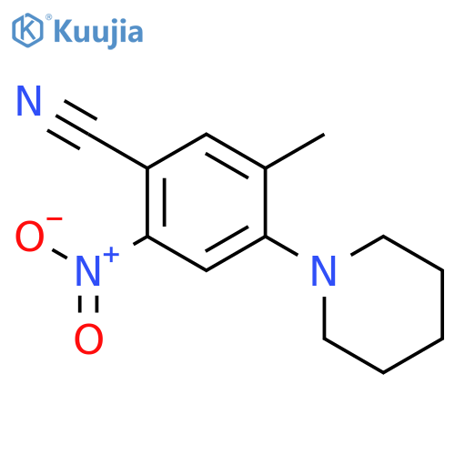 Benzonitrile, 5-methyl-2-nitro-4-(1-piperidinyl)- structure