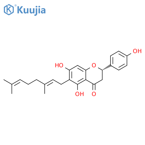 (2S)-6-[(2E)-3,7-dimethylocta-2,6-dien-1-yl]-5,7-dihydroxy-2-(4-hydroxyphenyl)-2,3-dihydro-4H-chromen-4-one structure