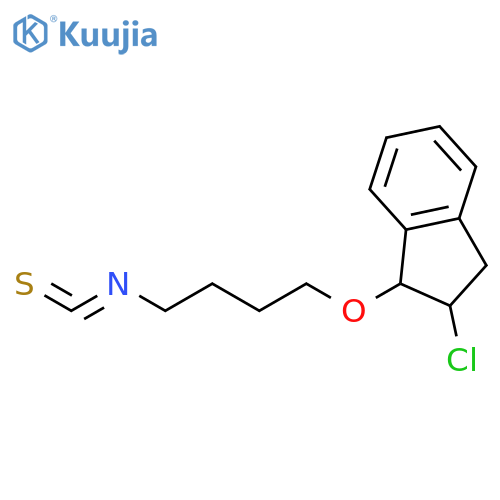 1H-Indene, 2-chloro-2,3-dihydro-1-(4-isothiocyanatobutoxy)- structure